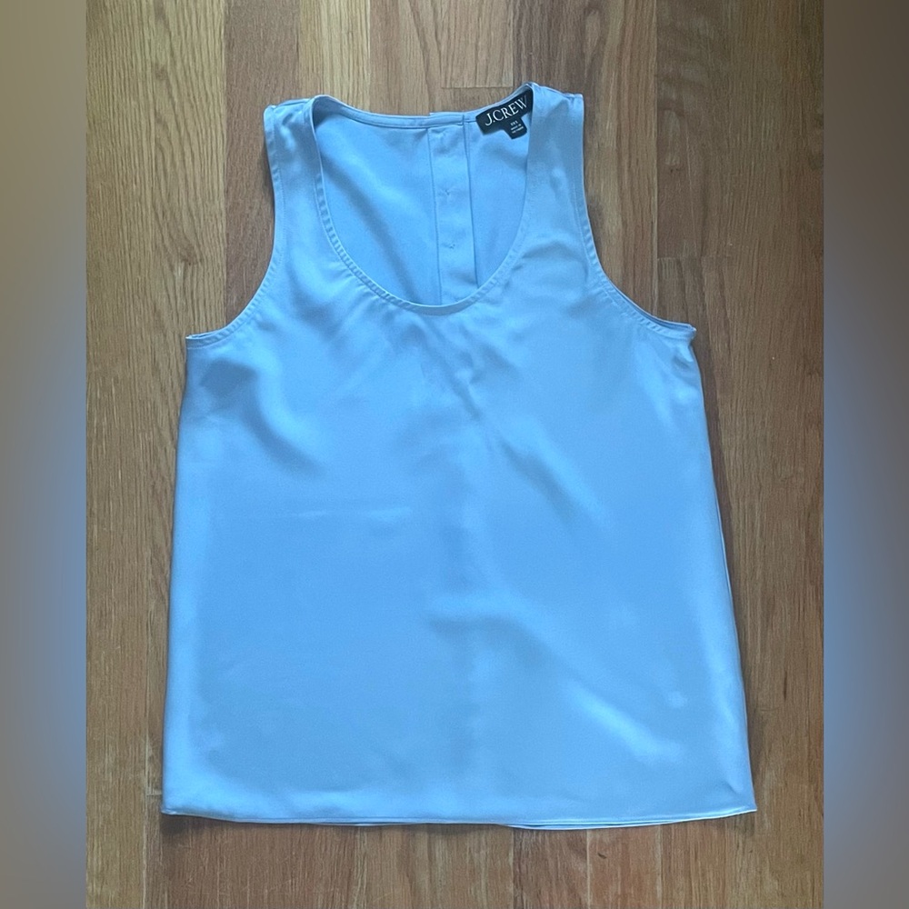 J. CREW Women’s Sky Light Baby Blue Sleeveless Shell Tank Top in Everyday Crepe